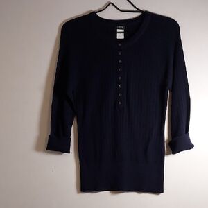 j.CREW NAVY BLUE HENLEY TOP Size LARGE